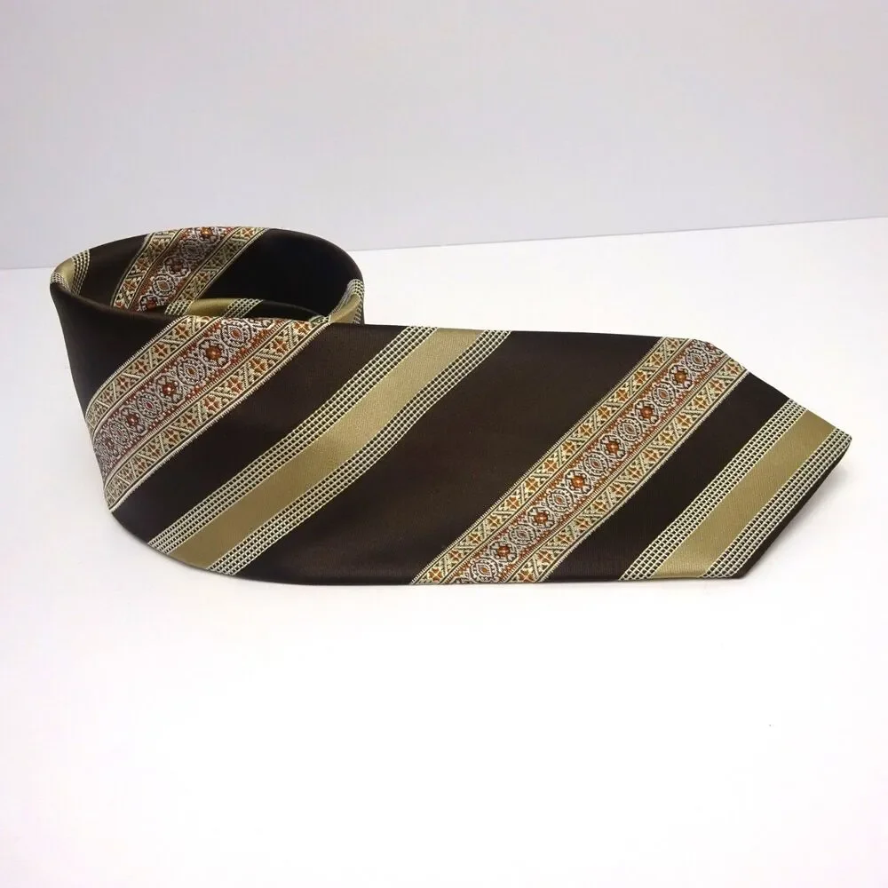Paco Rabanne Vintage Brown Gold 70s Geometric Tie